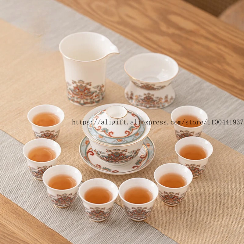 

Керамическая чаша с крышкой, крышка для чайника, белый фарфоровый чайный сервиз, подарочный набор