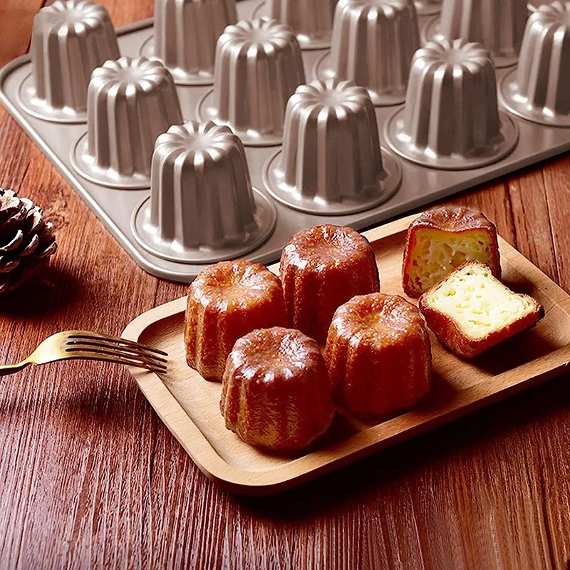 12 Holes Canele Mold Carbon Steel Non-stick Dessert Cake Pan Muffin Cup Bundt Microwave Food Grade Pudding Baking Tool Bakeware