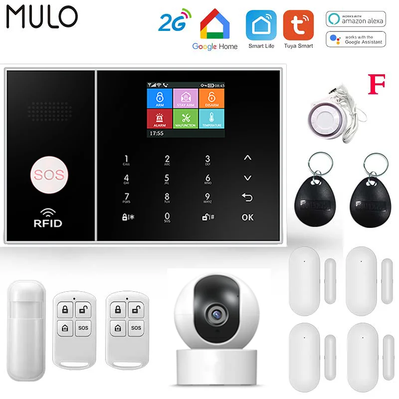 MULO GSM Wifi Alarm Simply Safe Alarm System For Home Business Wireless Tuya Smart Home APP Control Burglar Securiti Alarm Kit