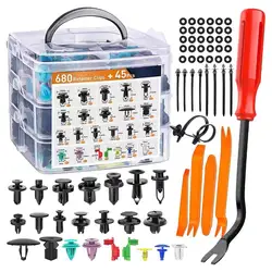 725Pcs Car Bumper Fastener Clips Auto Body Push Retainer Pin Rivet Auto Door Trim Panel Retainer Fastener Kit With Removal Tool