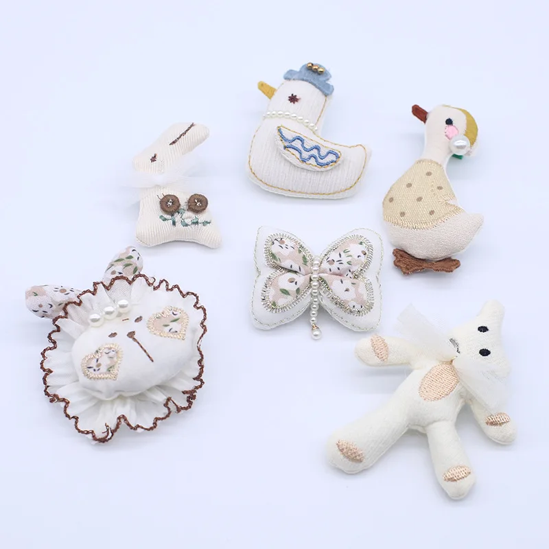 Soft Plush Duck Rabbit Bow Brooch Pin DIY Craft Material For Hat Shoe Bag Charm Versatile Sewing Trim For Women Daily Party Gift