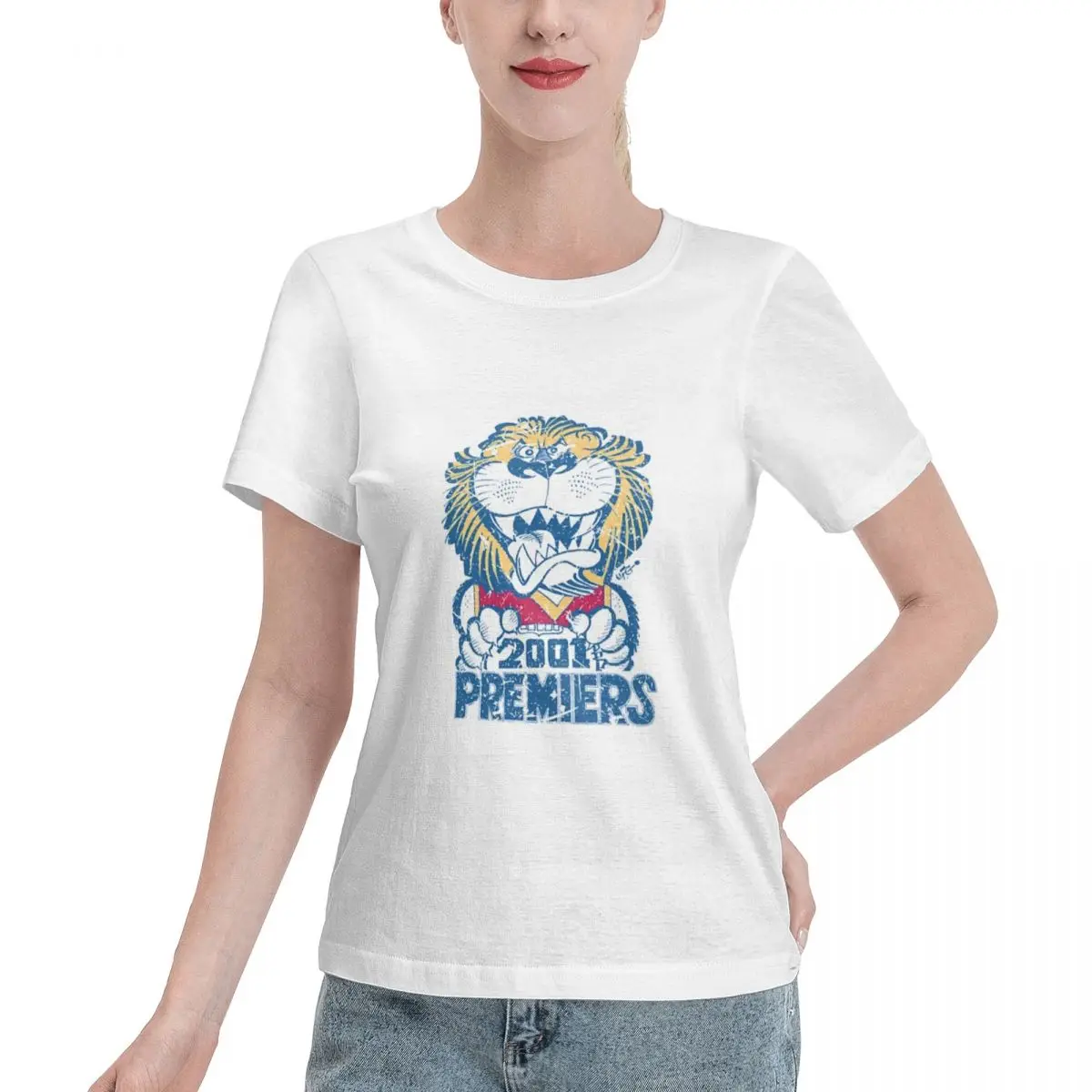 T-shirt de manga curta para mulher, t-shirt casual com gola redonda, feita de algodão, para uso ao ar livre