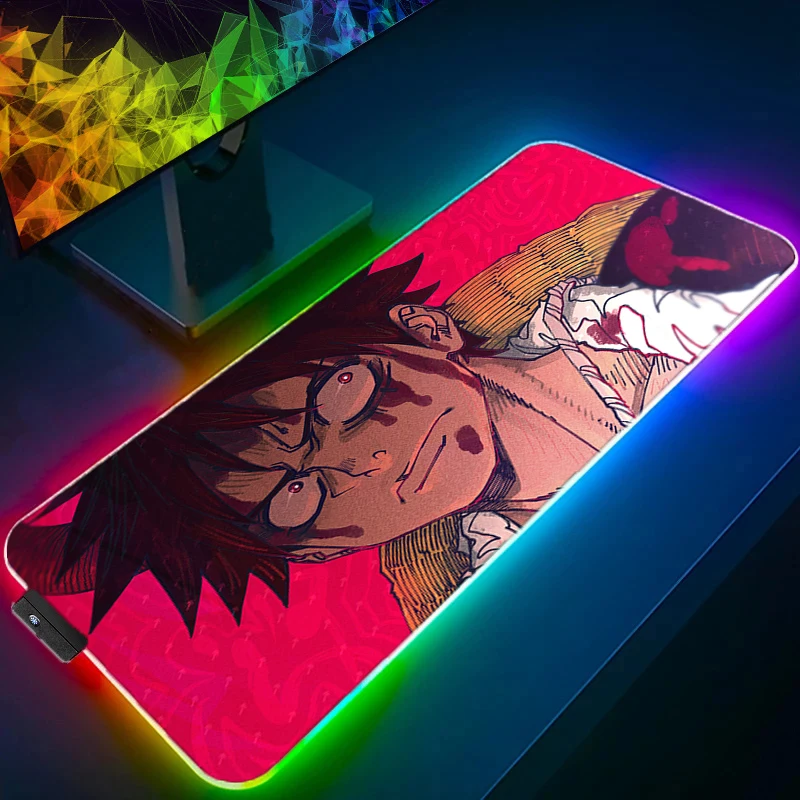 

RGB светодиодный коврик для мыши, офисный настольный коврик, компьютерная игра, цельный коврик для мыши Luffy, резиновый коврик для клавиатуры, аксессуары для ПК, коврик для мыши, коврик для планшета