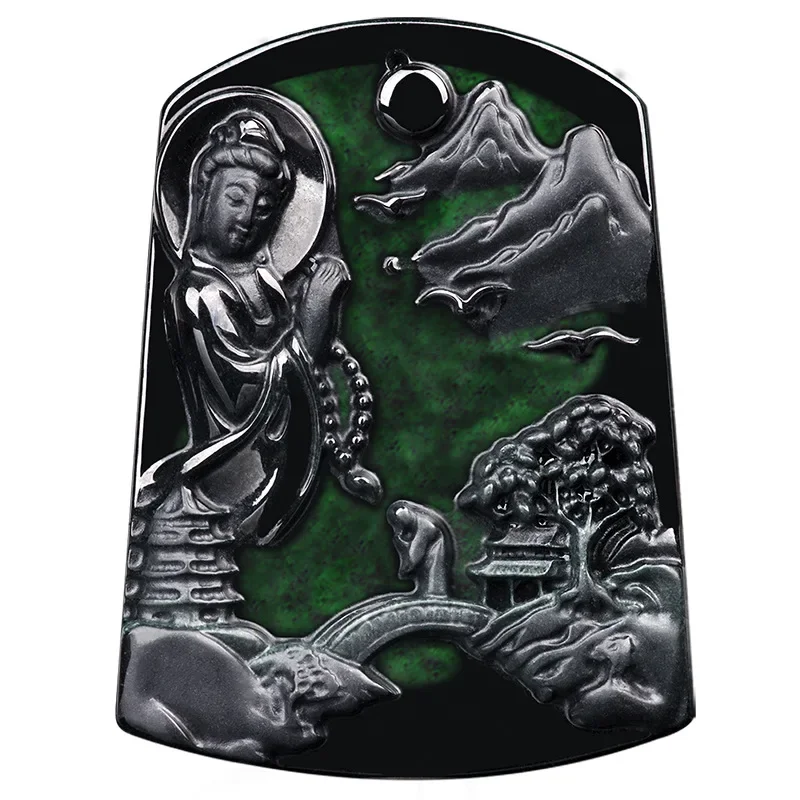 Burmese Jade Guanyin Pendant Necklace Luxury Real Gifts for Women Jadeite Black Fashion Jewelry Emerald Natural Gemstones Men