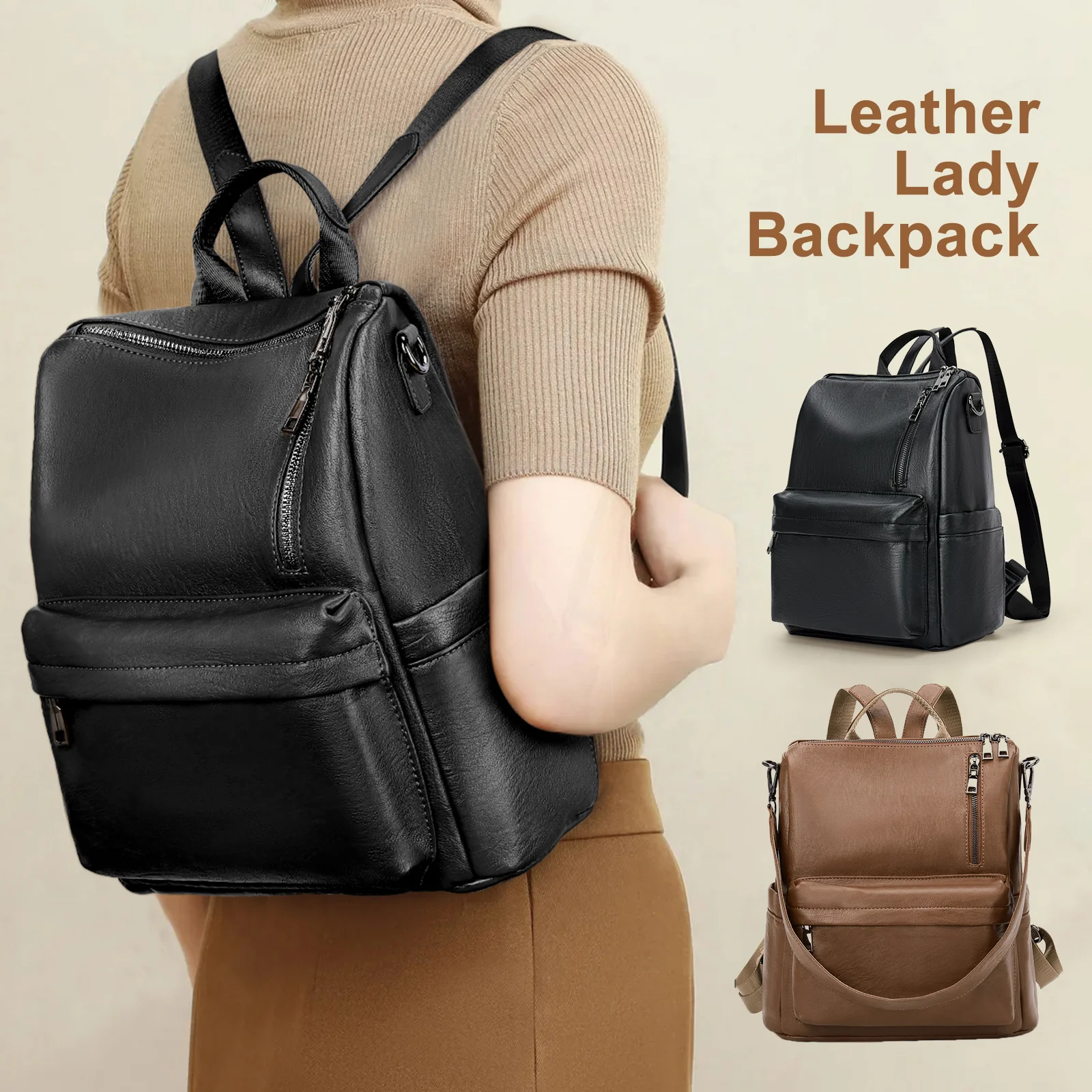 

Fashion Women's Backpack Ladies Designer Bag High Quality Leather Casual Backpack School Bag Vintage Female Shoulder Bag Travel