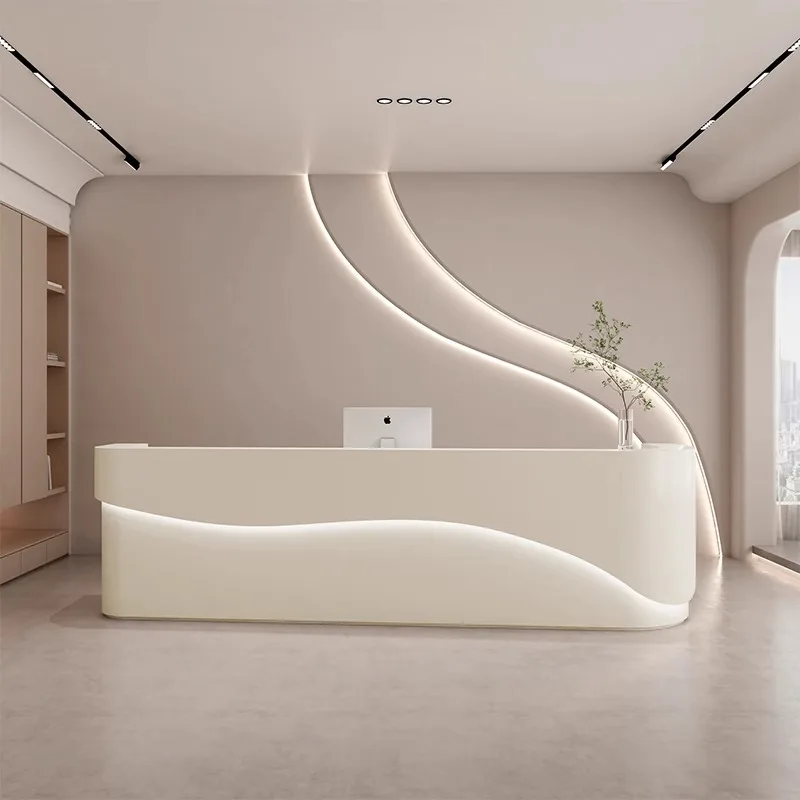 Mostradores de Recepción Modernos y Sencillos para Salón de Belleza, Consultorio Dental, Uso Exclusivo en Centros, Muebles de Oficina, Banco de Recepción ZY40JDT