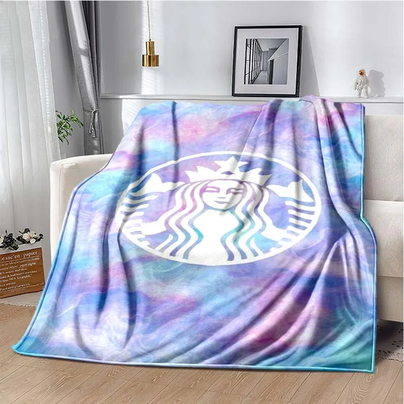 

Mermaid simple logo Candy color printed Blanket Travel Flannel Bedding Throws Warm Soft Outdoor Custom Gift blanket