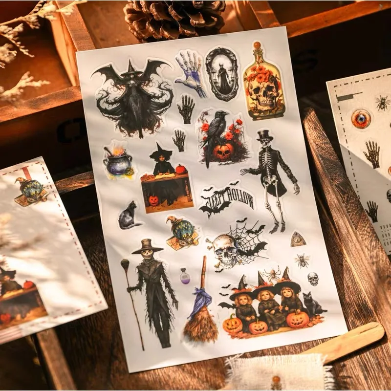 Halloween Rub on Sticker Vintage Hallowmas Junk Journal Scrapbooking Cloth Bag Deco Transfer Stickers Crafts Supplies Material