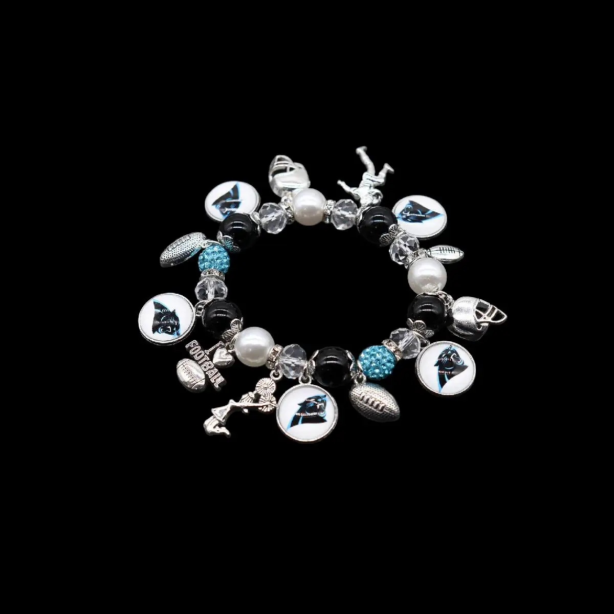 مطاطا حبة قلادة أساور كرة القدم سوار الرجال النساء سانت مجوهرات اكسسوارات مروحة هدية #3