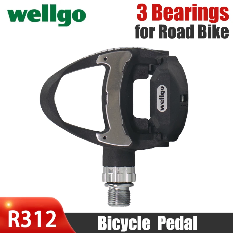 Wellgo R312 Carbon Fiber Body Road Bike Pedals 3 Bearings Self-locking Bicycle Pedal with 2 pairs Cleats Cycling Pedal parts