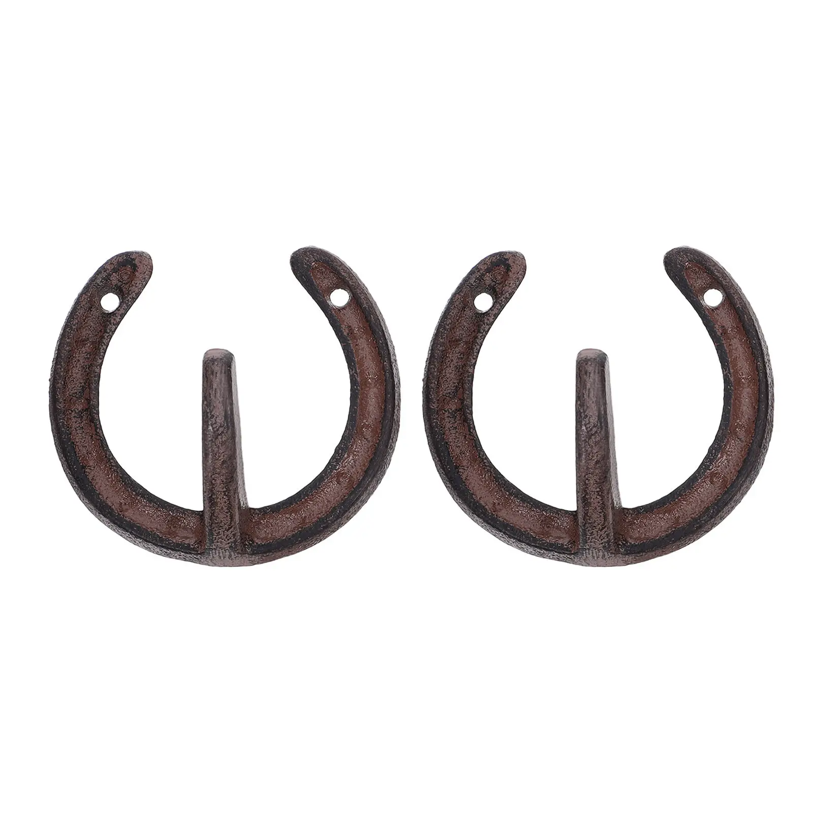 2Pcs Cast Iron Horseshoe Wall Hooks Heavy Duty Rustic Farmhouse Decorative Hanging Hooks for Coats Towels Hats Kitchen Bathroom