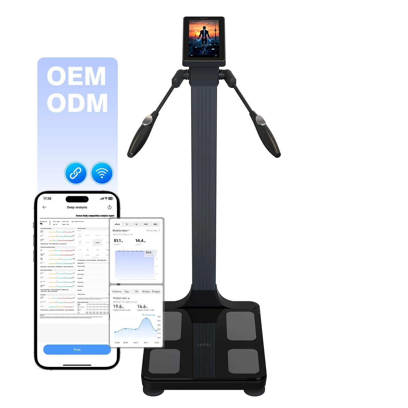 Unique 8 Electrodes Intelligent Scale Smart Full Body Composition Body Scan Scale Body Bioimpedance  Scale for Fitness Center