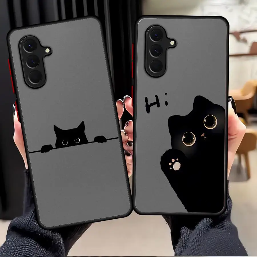 Phone Cover Case for Samsung Galaxy A17 A52 A35 A56 A55 A52S A72 A53 A73 A33 A16 A15 A54 A34 A36 A14 A23 Cute Hiding Cat Print