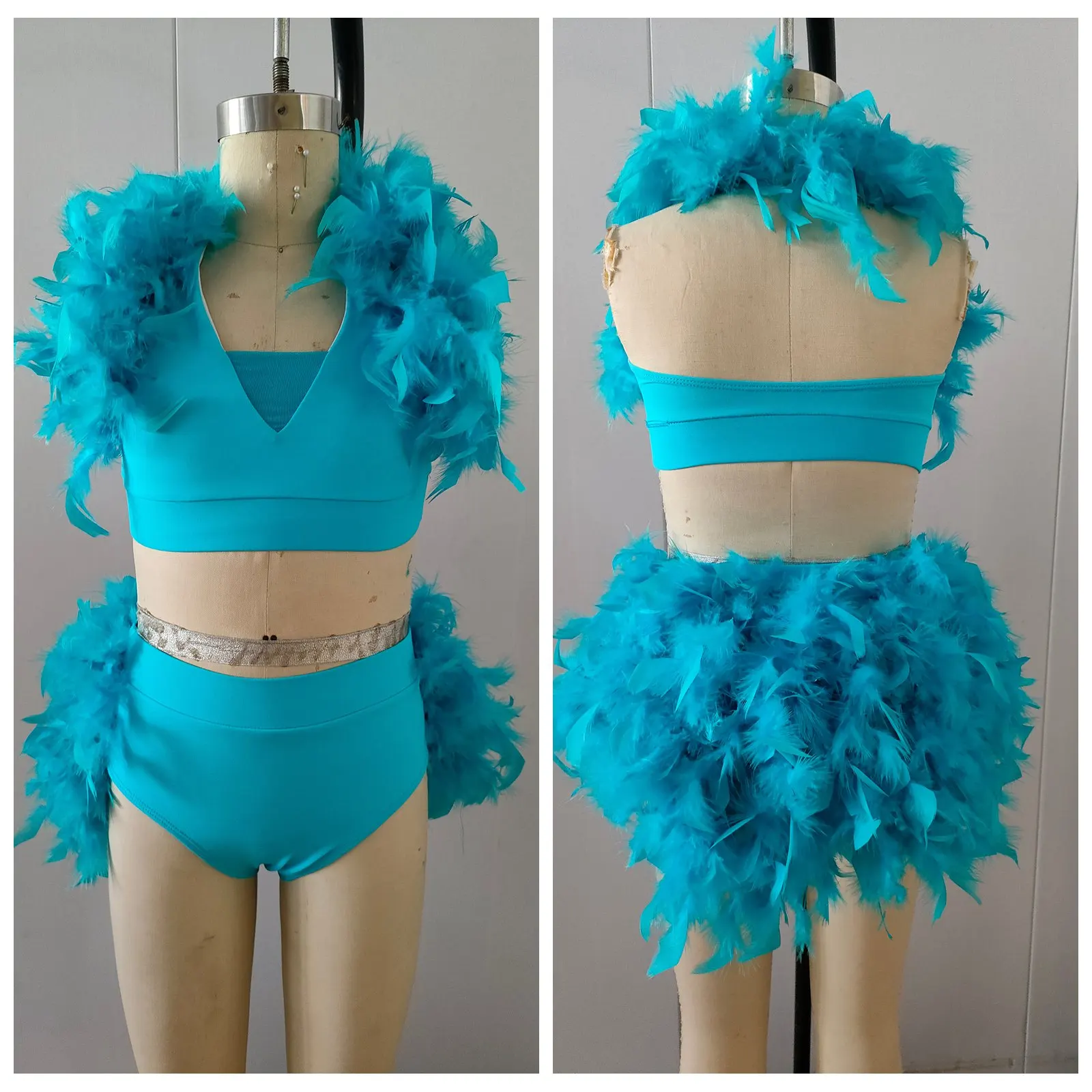 Color profesional Jazz traje de baile latino actuación falda estilo pluma