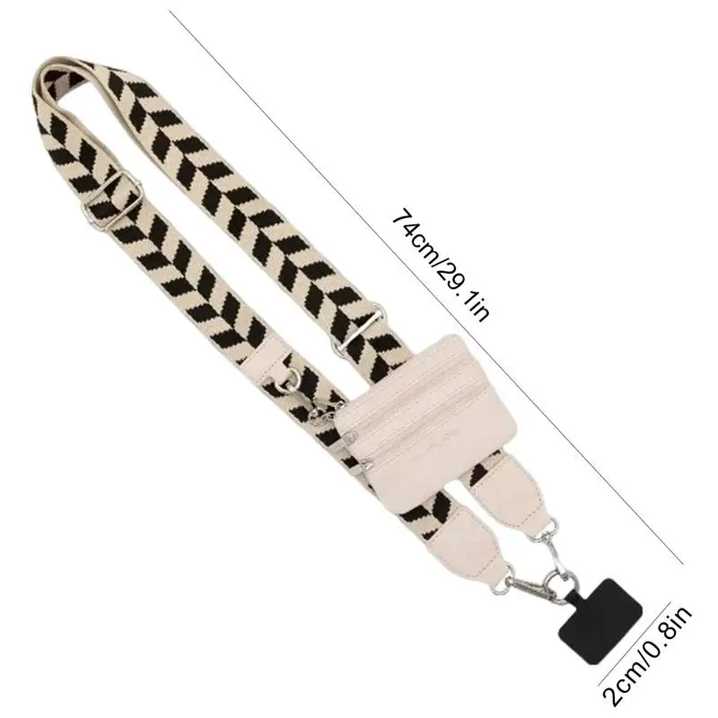 Phone Strap With Zippered Pouch Adjustable Crossbody Cell Phone Lanyard Hanging Ornaments Anti-Lost Lanyards For Women