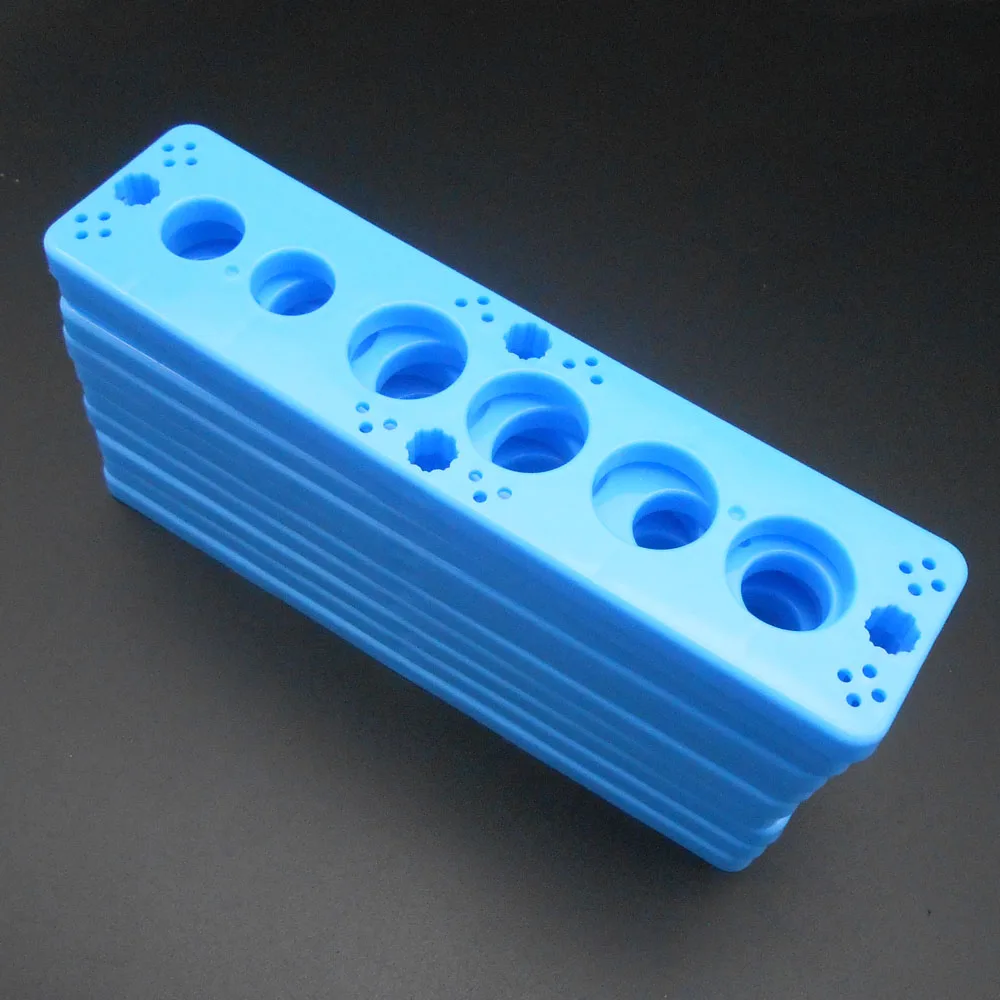 20Pcs 146x36x7mm Plastic Shelf Holder Multi-Hole Test Tube Rack for Lab Cuvette Measuring Cylinder DIY Model Building Parts Blue