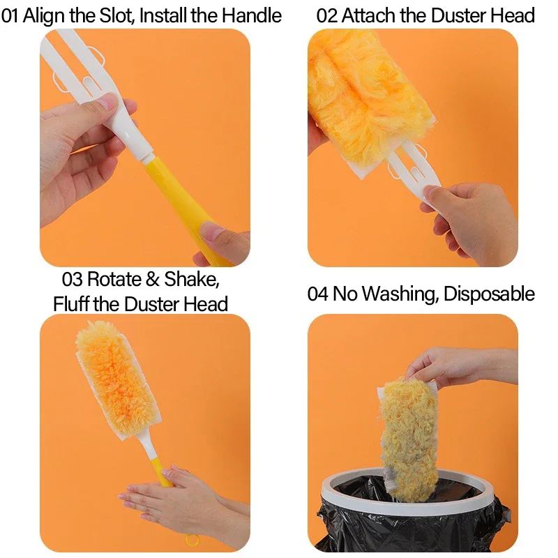 Wedel Double Sided Electrostatic Brush Duster Disposable Swiffer for Dust Refills Multi-Scenario Spider Web Cleaning CCD004