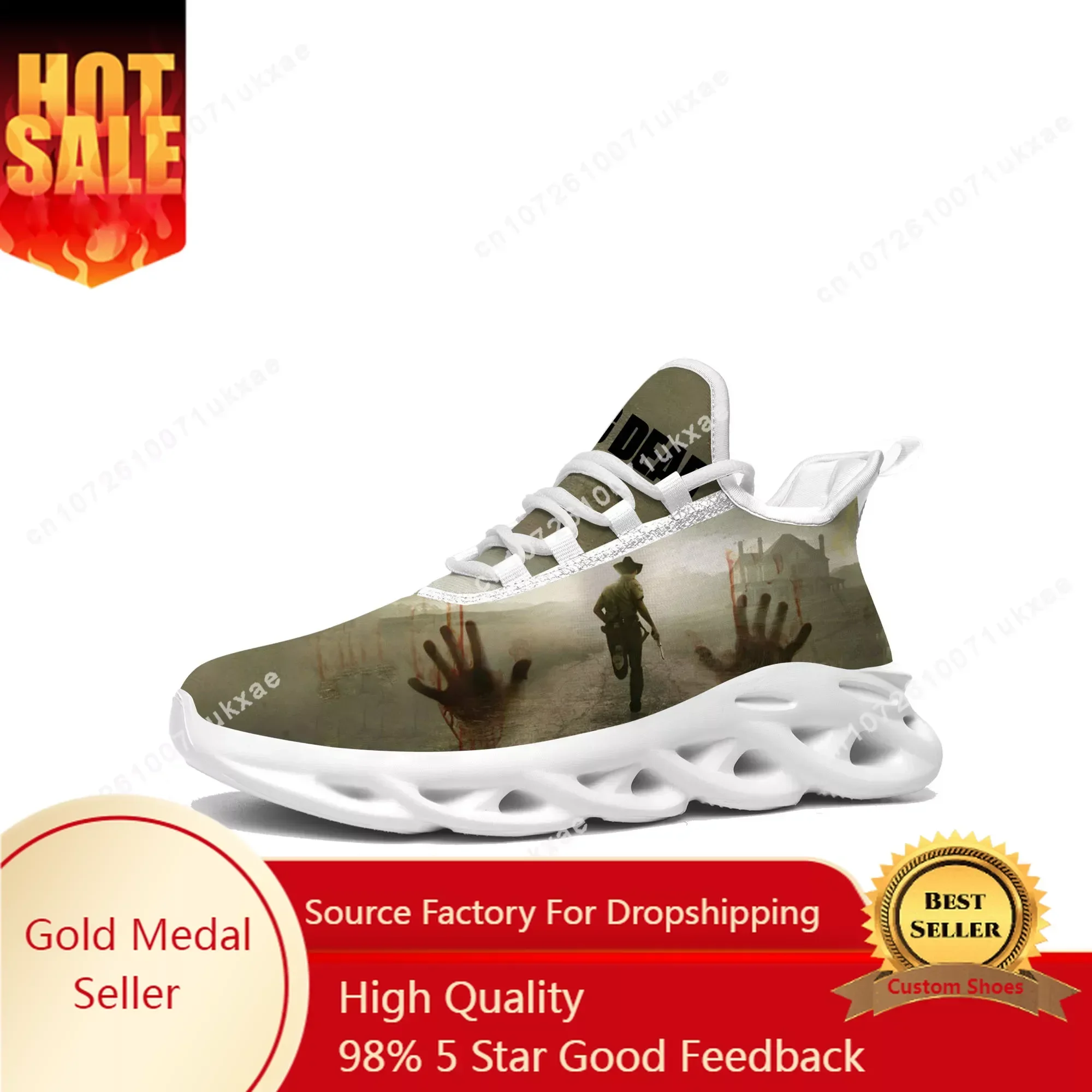 The Walking Dead Horror Flats Sneakers Mens Womens Sports Shoes High Quality Sneaker Lace Up Mesh Footwear custom made Shoe