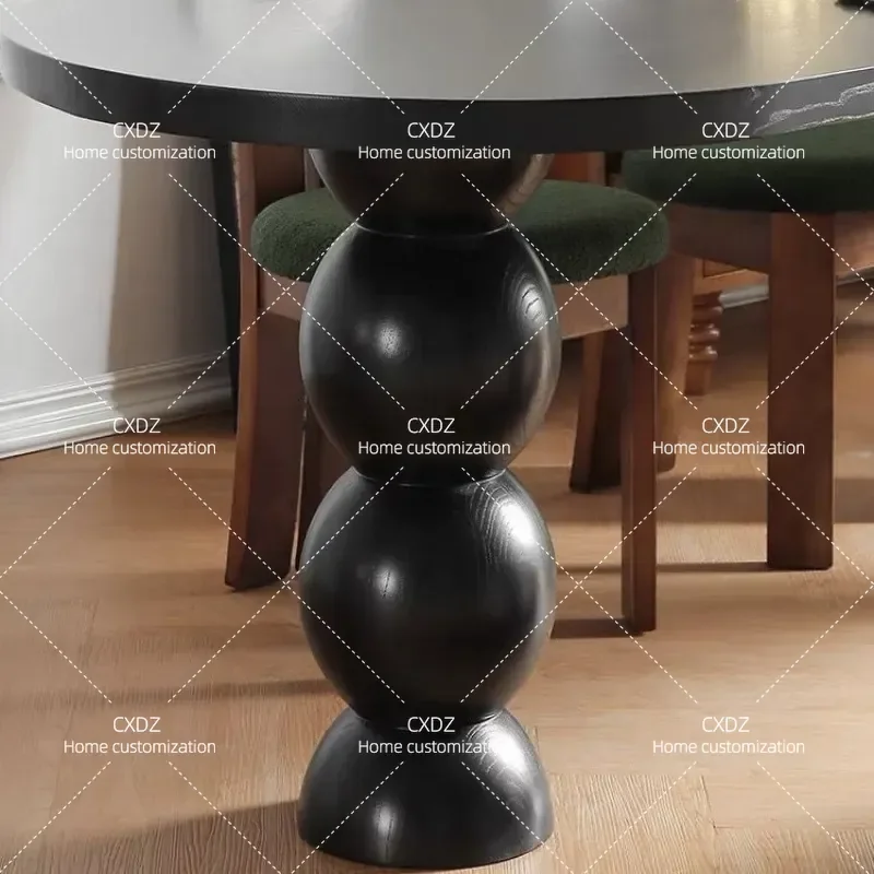 Black Retro Solid Wood Dining Table and Chair Set Rectangular White Wax Finish for Small Apartment Household Use Medieval