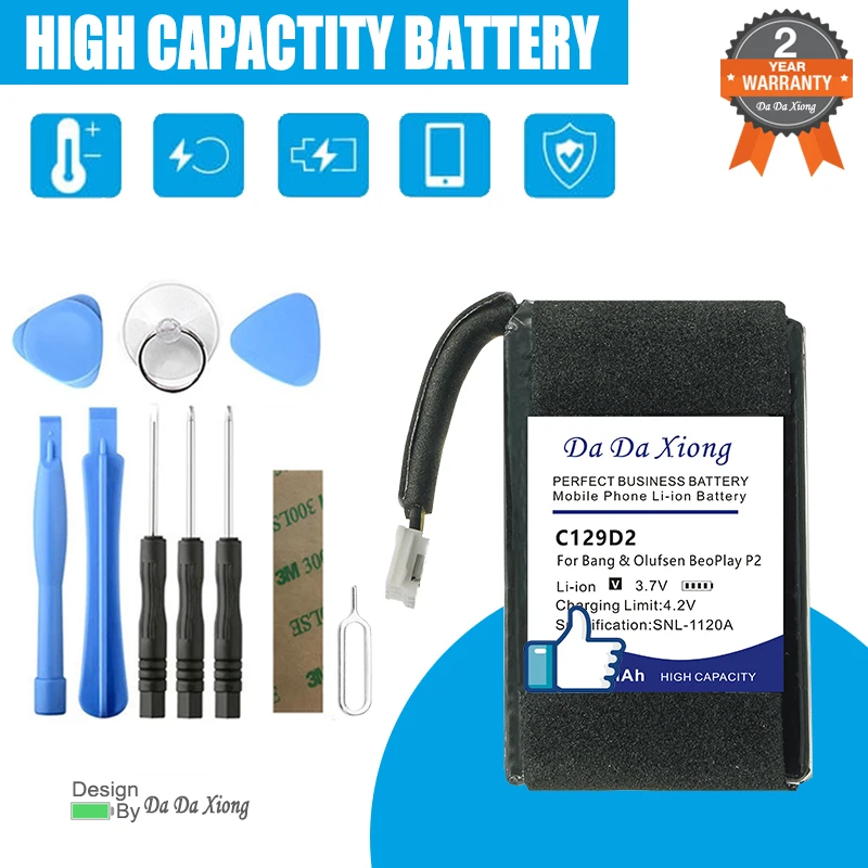 

DaDaXiong High Quality 1600mAh C129D2 Battery For Bang & Olufsen BeoPlay P2 Speaker Batteries + Tool