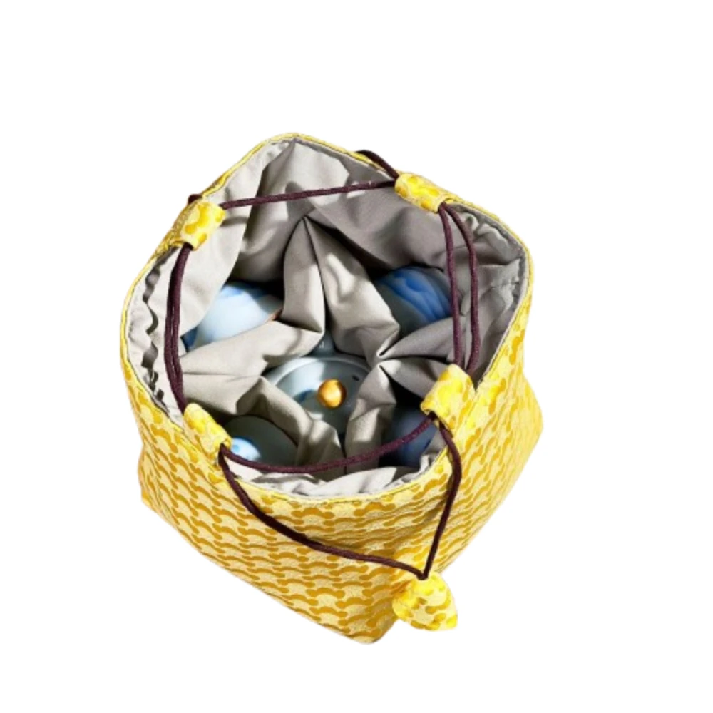 

Chinese Style Tea Set Organizer Bag Tea Ceremony Accessories Embroidered Brocade Bag Portable Breakage-proof