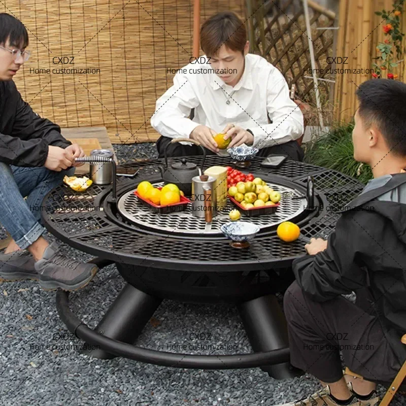 XX High Quality Outdoor Steel Fire Pit With Removable Cooking Grill Wood-Burning Barbecue For Parties Wood Burning Bowl