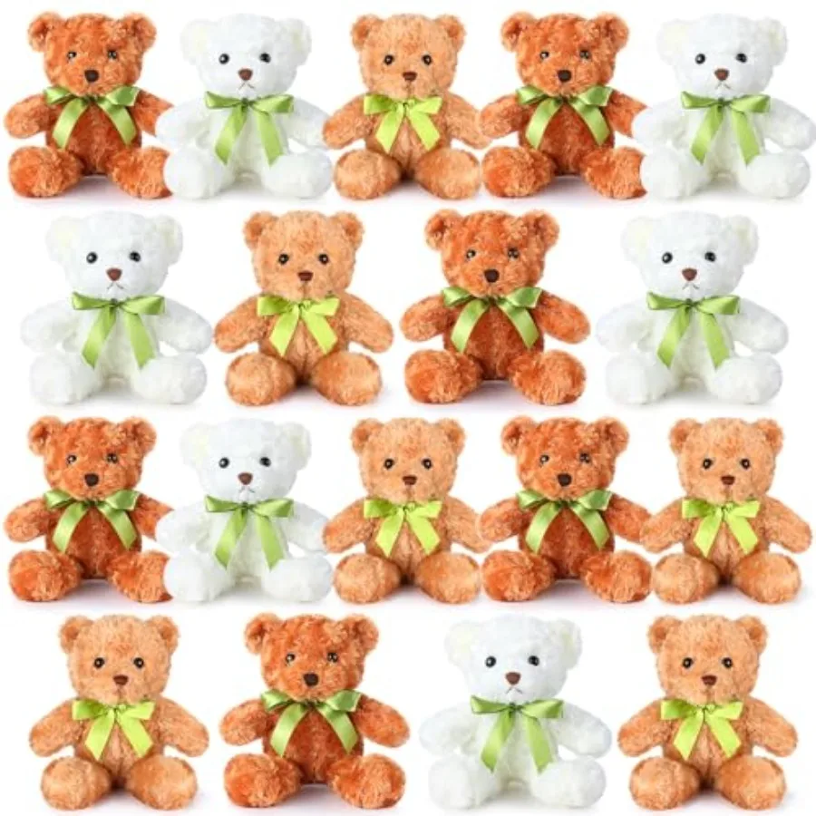 

18 Pcs Stuffed Bears Bulk Gifts for Boy Girl 10 Inch Cute Soft Plush Bear Stuffed Animals with Green Bow for Baby Shower Birthd