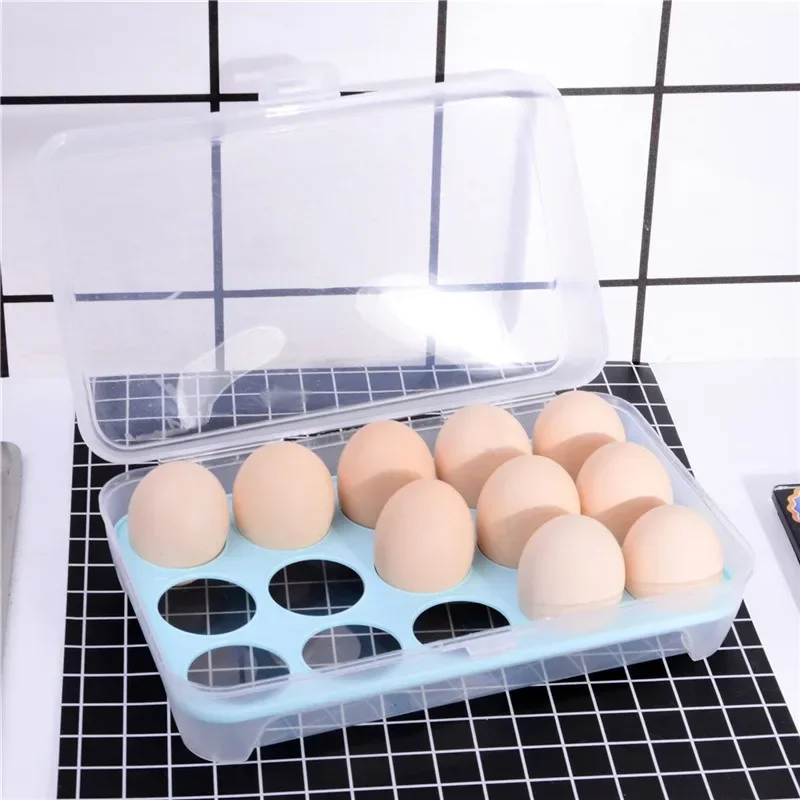 15 Grids Egg Storage Box Eggs Box Organizer Case Egg Box Tray with Lid Food Storage Containers Eggs Holders Kitchen Accessories