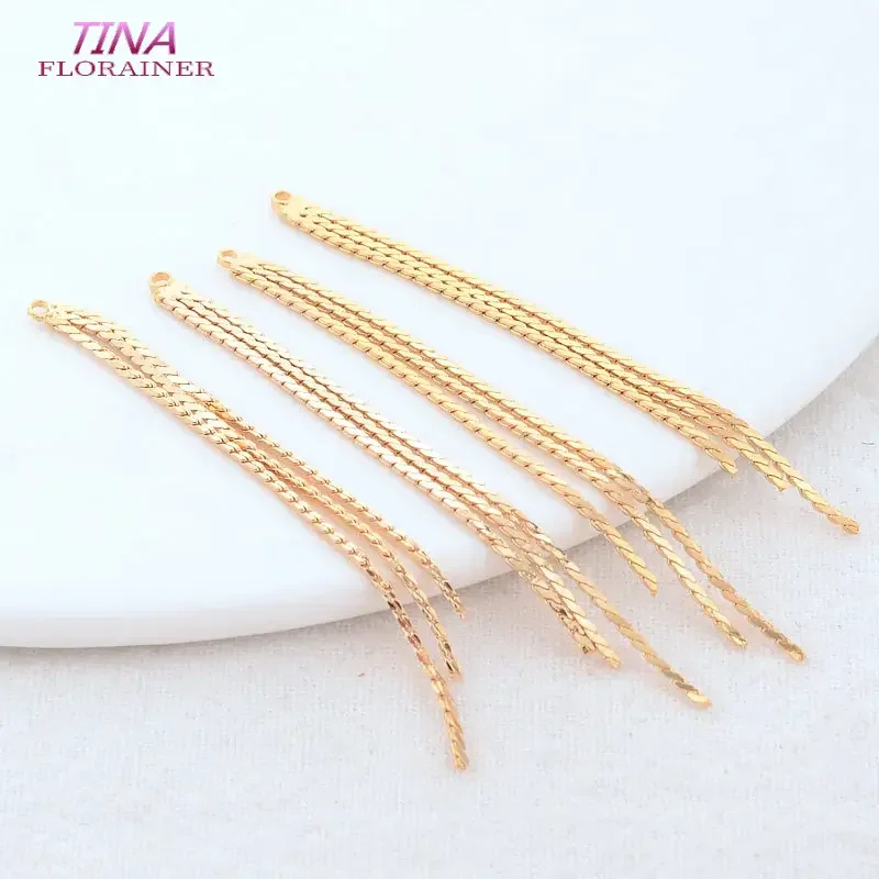 62MM 14K Gold Color Brass Box Chain Tassel Charms Pendants Jewelry Making Supplies Diy Earrings Findings Accessories