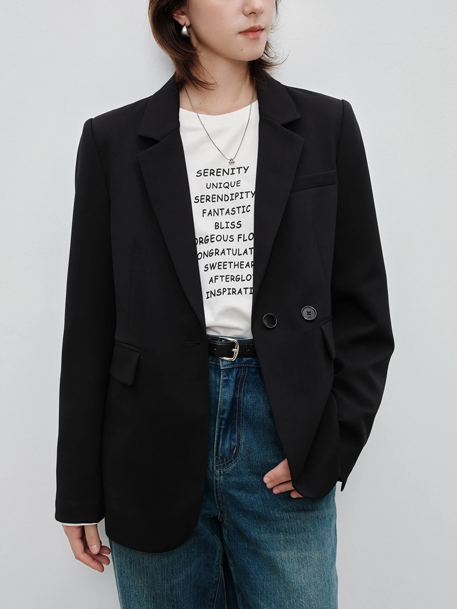 ZIQIAO-jaqueta de blazer preto e branco feminina, casaco versátil feminino, moda casual, novo design, 24ZQ93035, primavera e outono 2021