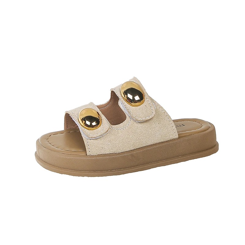 

Модные уличные тапочки для девочек 2025: новые летние детские пляжные шлепанцы с мягкой подошвой, нескользящие, для больших детей