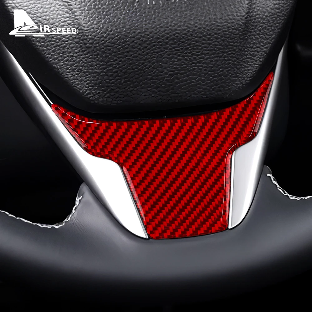 For Honda Civic X 10th gen 2016 2017 2018 2019 2020 2021 Real Soft Carbon Fiber Sticker Steering Wheel Interior Trim Accessories view 3