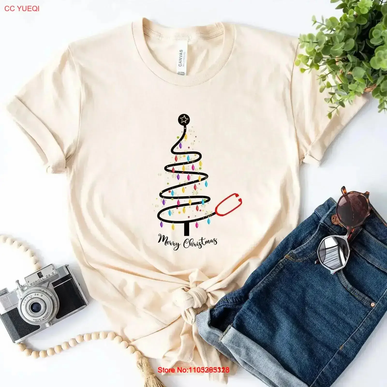 Nurse Stethoscope Christmas T Shirt For Tree Healthcare Worker vintage Washed graphic Comfortable Stylish homme  vintage
