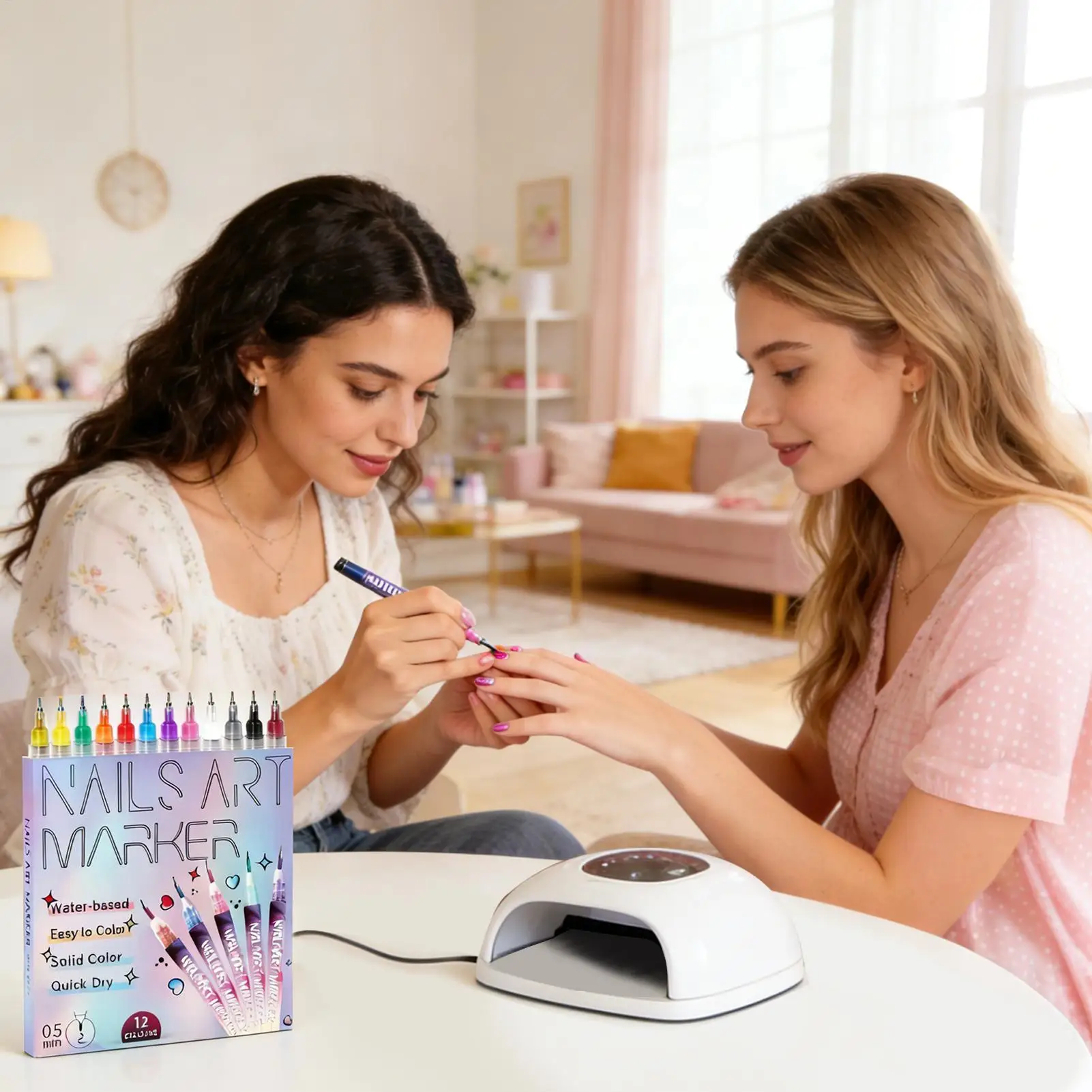 12 Pieces Nails Art Drawing Graffiti Nail Polish Waterproof Painting Liner Pen DIY 3D Abstract Lines Flower Nail Manicure Tools