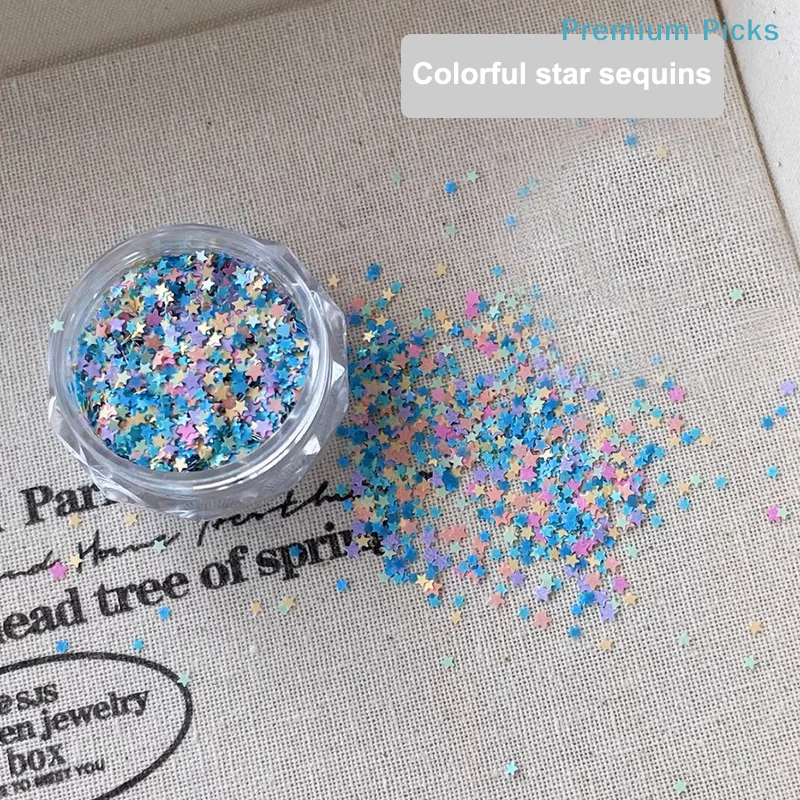 portableCute Star Shape Macaron Color Nail Glitter For Nail Art Nail Charm Decoration Accessories Nail Art DIY