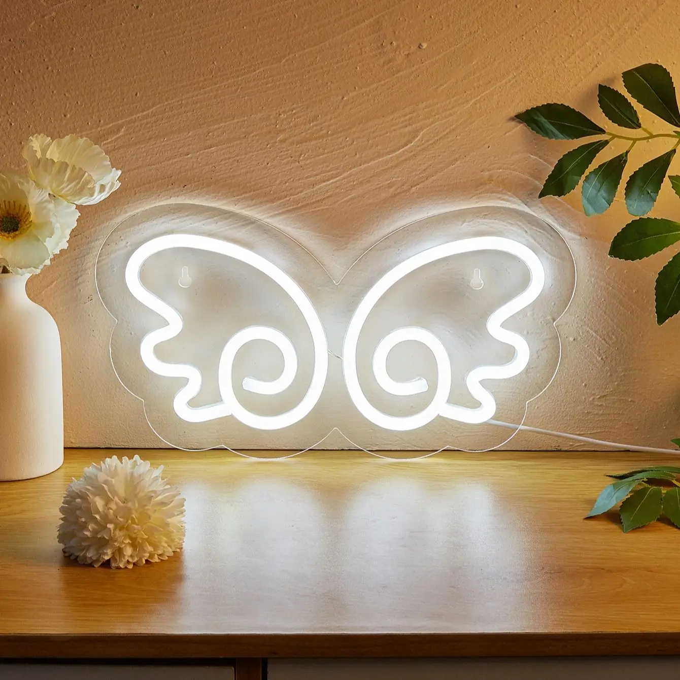 

Chi-buy светодиодные неоновые крылья с питанием от USB неоновые вывески ночник 3D настенное искусство спальня гостиная Декор лампы вывески