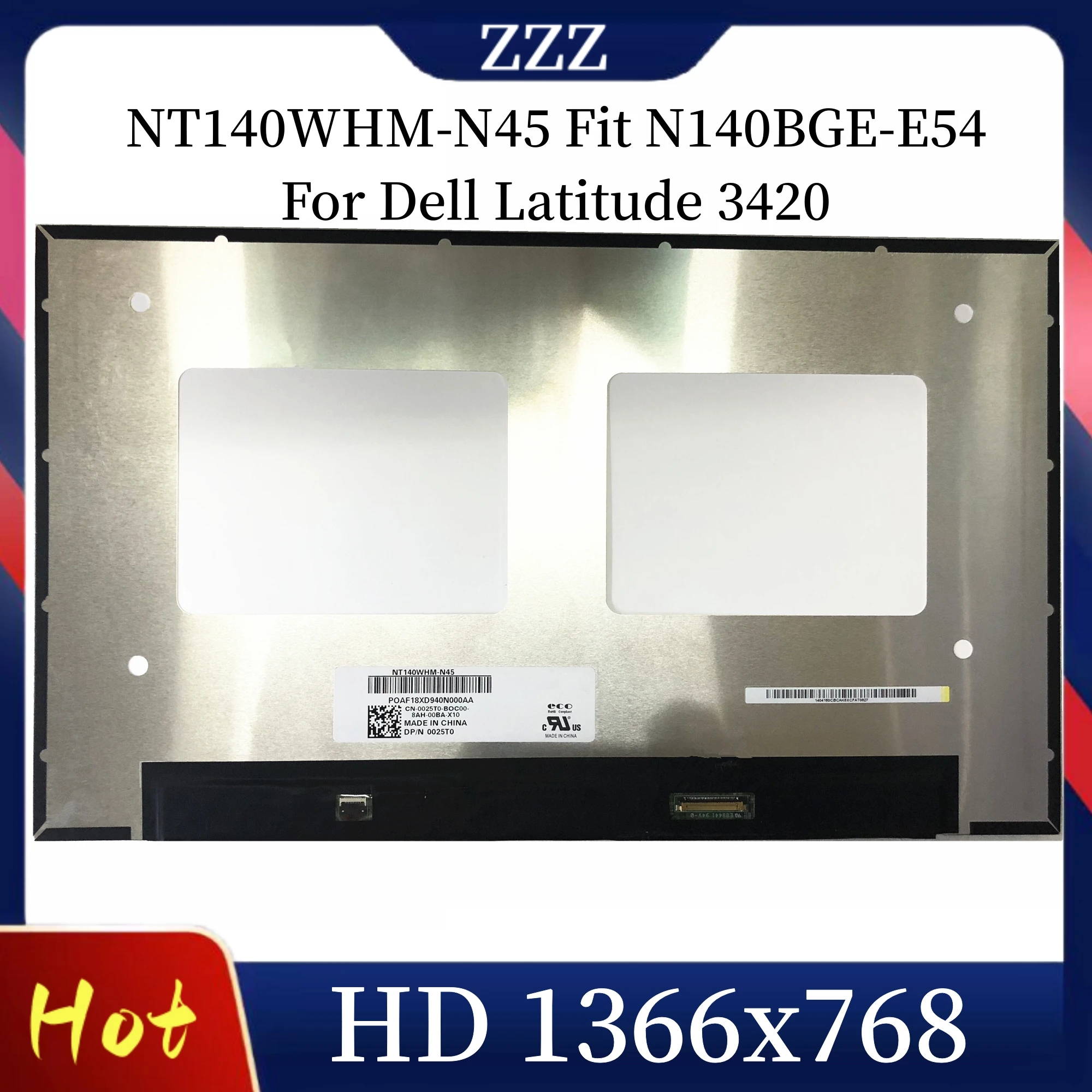 14.0-inch Laptop LCD Screen NT140WHM-N45 Fit N140BGE-E54 For Dell Latitude 3420 Display Panel Replacement HD 1366x768 30pins eDP