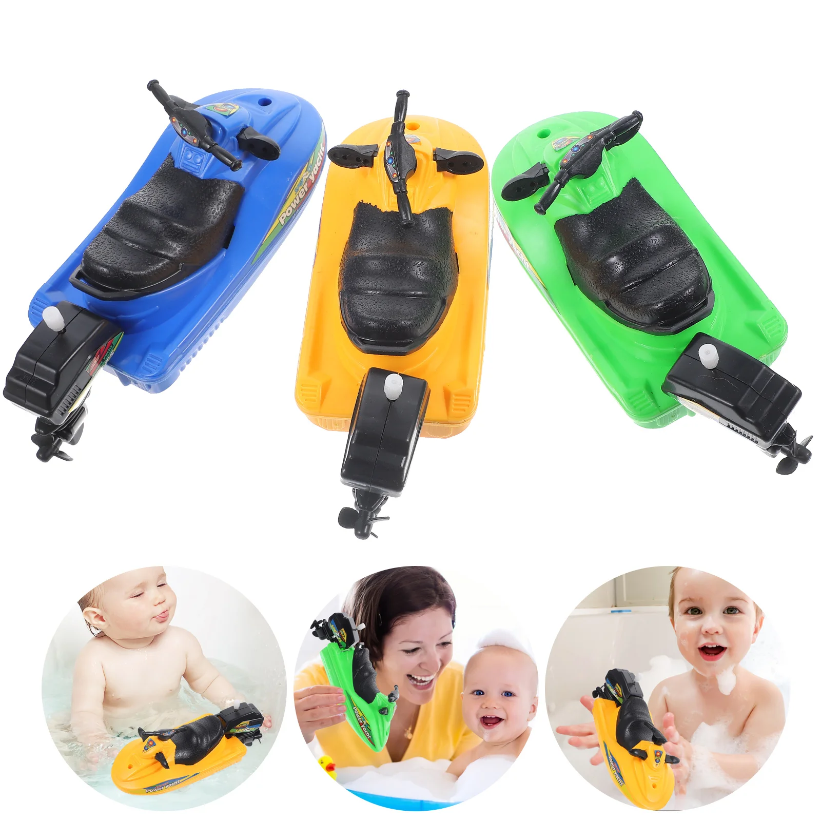 

3 Pcs Motor Boat Silent Bath Toy Safe Pool Windup Baby Random Color Shower Plastic Adorable Grasp Ability