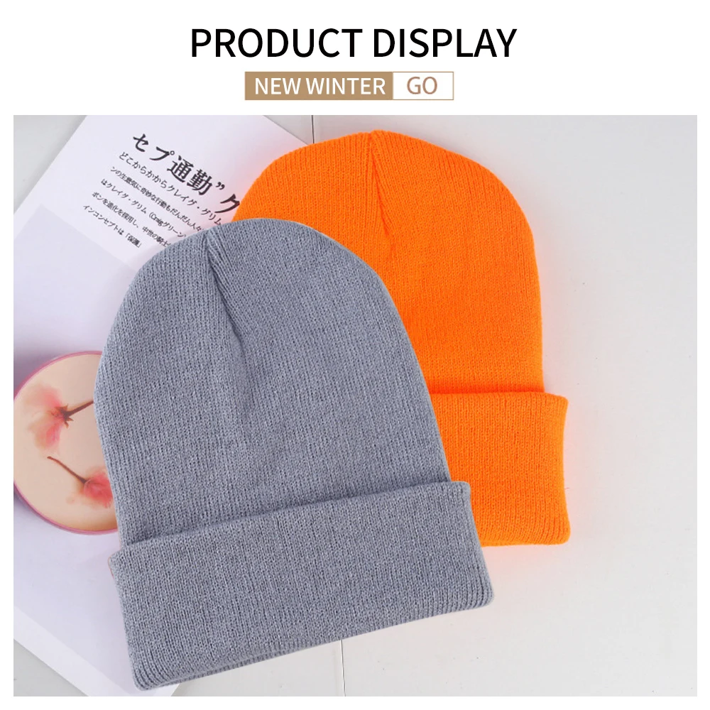 Winter Hats for Unisex New Beanies Knitted Solid Cute Hat Lady Autumn Female Beanie Caps Warmer Bonnet Men Casual Cap Wholesale