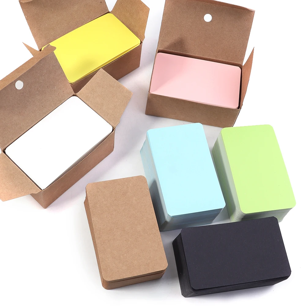 

100Pcs/Box Blank Kraft Paper Card Word Card Double Sided Note DIY Color Message Card Writing Card Label Bookmark Learning Card