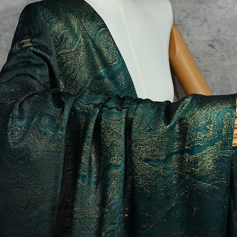 1M Celadon Green Gold Weave Jacquard Brocade Fabric Heavy Texture Vintage Mural Hanfu Dress Chinese Ancient Costume Apparel view 6