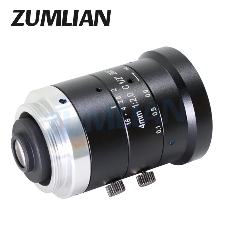 2MP Large Wide Angle lens 4mm F2.0 C-Mount Machine Vision Lens Low Distortion FA Lens for Camera Filter Thread M30.5 CCTV lens