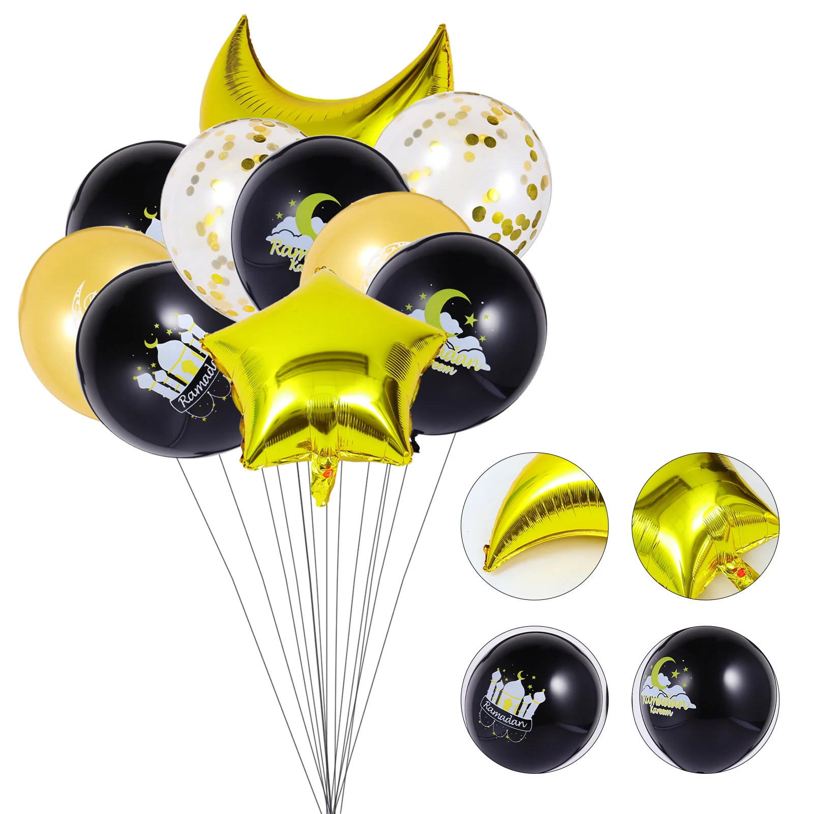 

10Pcs Star Moon Balloons Eid Mubarak Party Decoration Balloon Set Festive Photo Props Creative Eid Mubarak Decorations