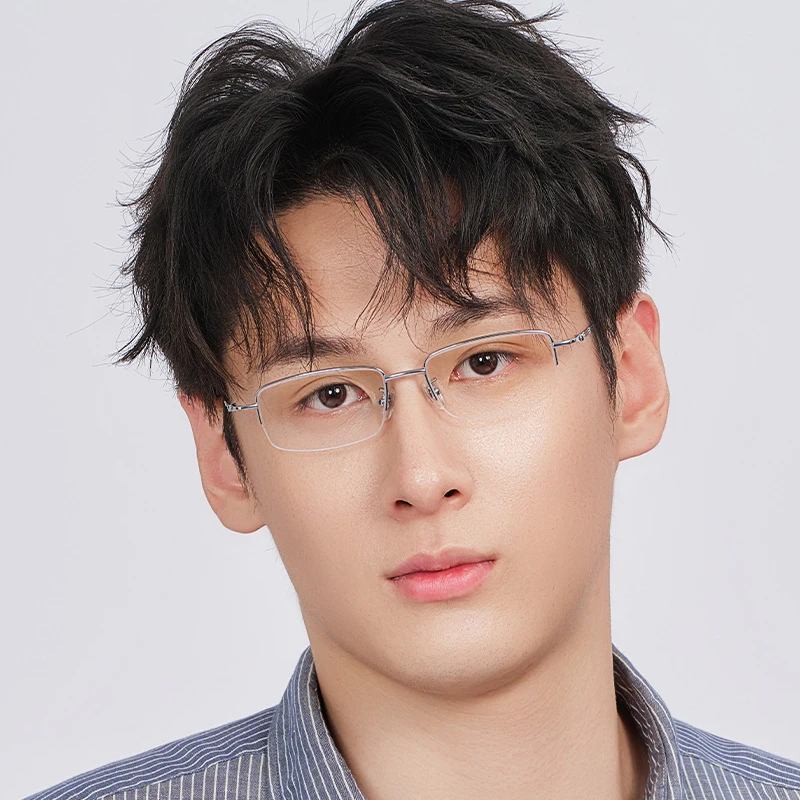 

Мужские сверхлегкие прямоугольные очки из чистого титана с защитой от синего света, очки для близорукости, мужские очки для близорукости, линзы на заказ