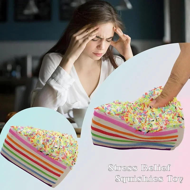 1PCS Rainbow Cake Squeeze Toys Slow-rebound Sensory Fidget Toys Stress & Anxiety Relief For Adults And Birthday Gift