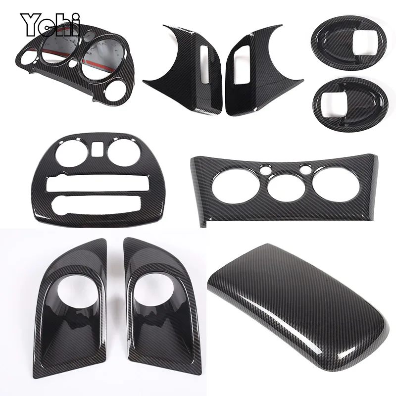 For Mitsubishi Eclipse 06-11 ABS carbon fiber Air conditioner multimedia frame Cover Window Lifting Button Cover Car Accessories