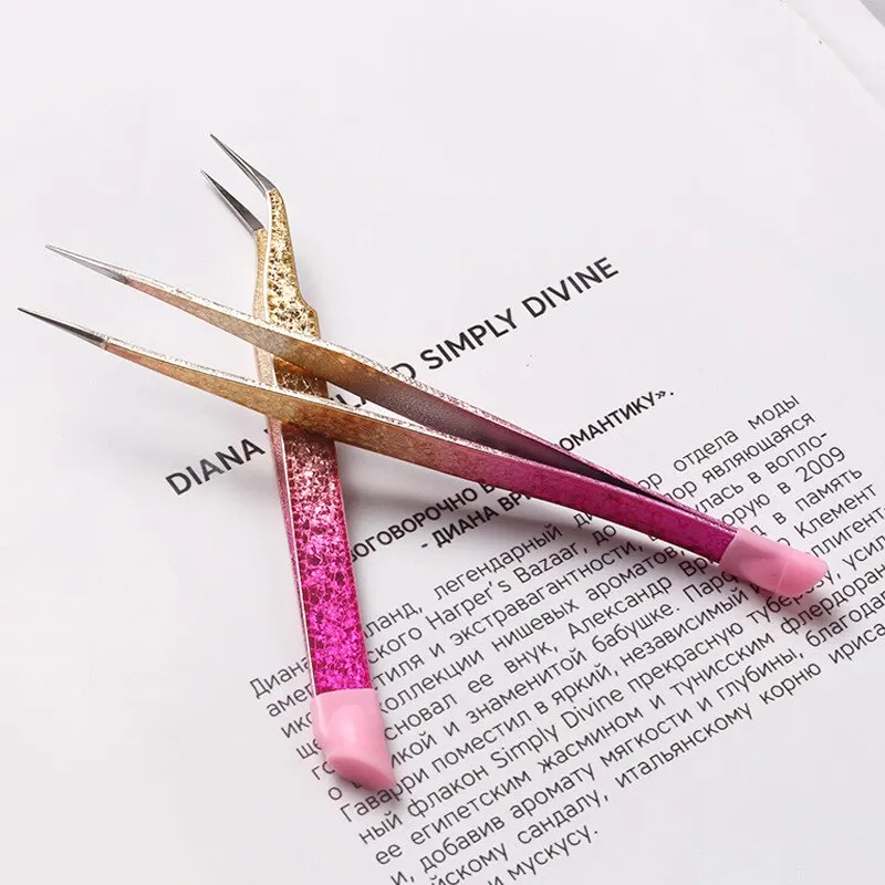 Tweezers Multifunctional Double Headed Tweezers Nail Clipping Sticker Tape Silicone Pressing Rod Tool 2pc