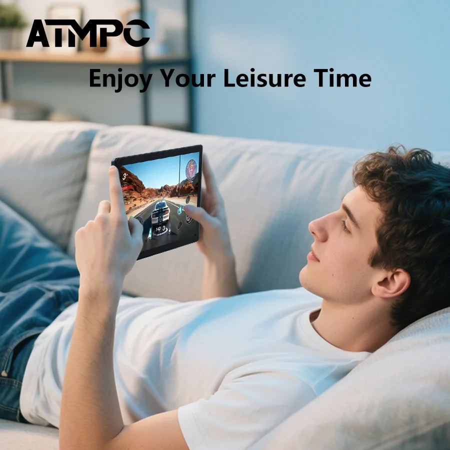 ATMPC 10.1 Inch Tablet PC, Android 14, 12GB RAM, 64GB ROM, Octa-Core, BT 5.4, 6000mAh, 2.4GHz/5GHz WIFI 6, IPS Screen Tablet PC
