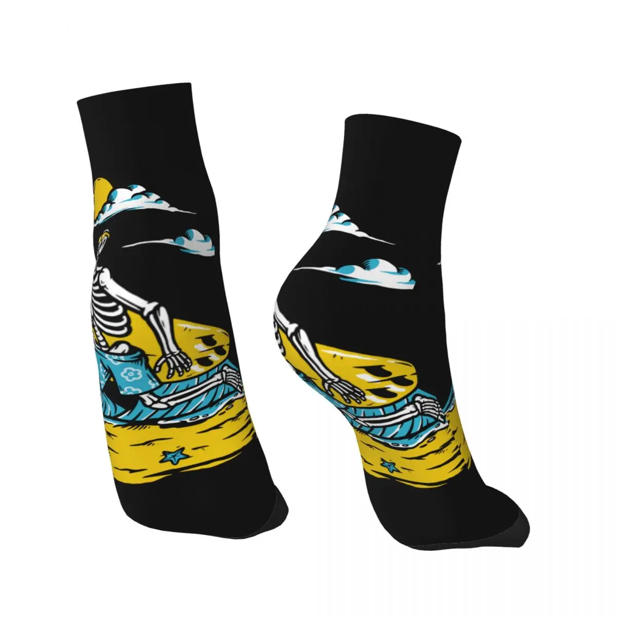 Nieuwigheid Print Surfen Skelet Sokken Voor Vrouwen Mannen Stretch Zomer Herfst Winter Zomer Strand Surfer Crew Sokken