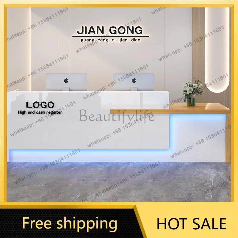 FG Beauty Custom Reception Desk Display Counter Luxury Salon reception counter Premium Small recepcion mostrador office Furnitur